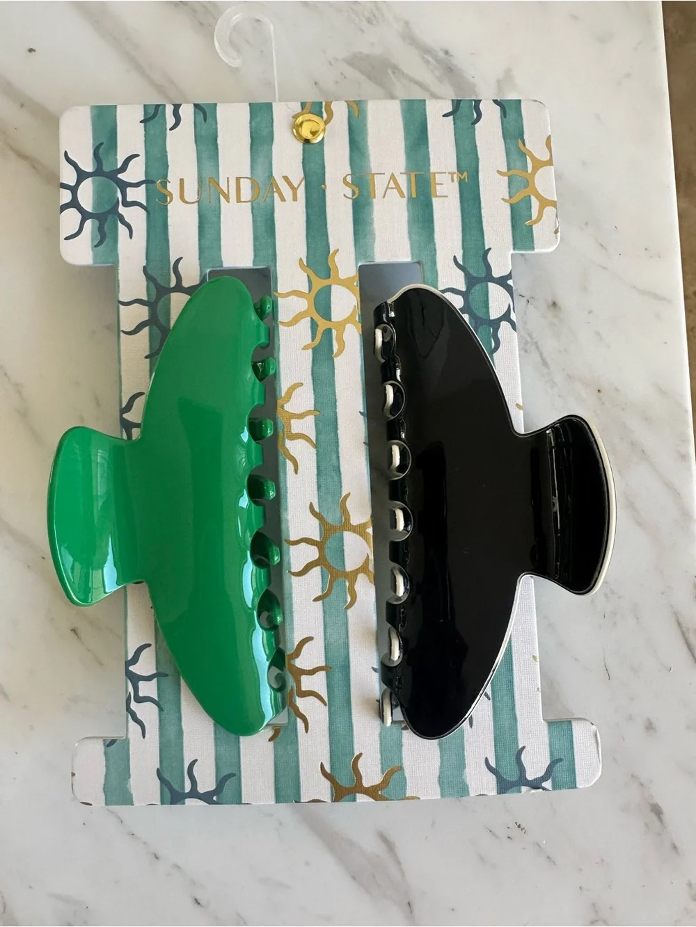 Kids Hair Claw Clips - Green & Black